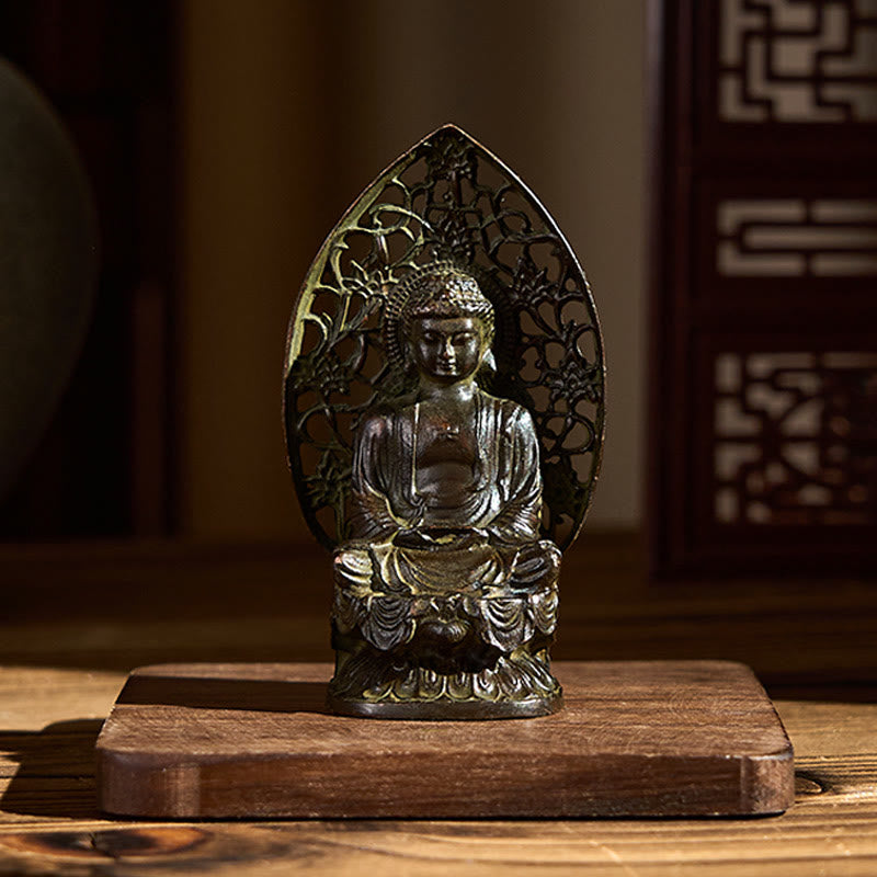 Statue de Buddha Stones Tathagata en alliage, décoration d'intérieur zen, 9 x 4,5 cm - image 1