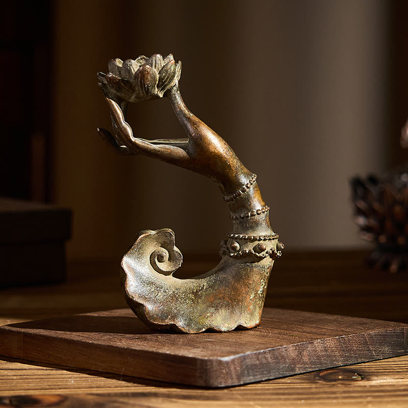 Buddha Stones, Main de Bouddha classique, Lotus, Alliage, Décoration intérieure, 4,7 x 2,9 x 8,4 cm - image 3