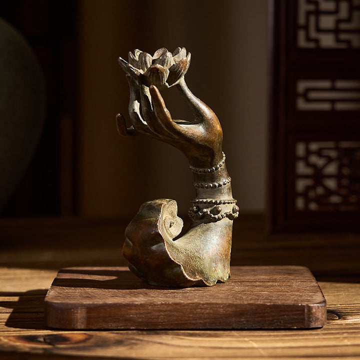Buddha Stones, Main de Bouddha classique, Lotus, Alliage, Décoration intérieure, 4,7 x 2,9 x 8,4 cm - image 4