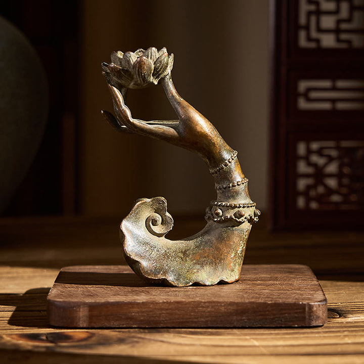 Buddha Stones, Main de Bouddha classique, Lotus, Alliage, Décoration intérieure, 4,7 x 2,9 x 8,4 cm - image 5