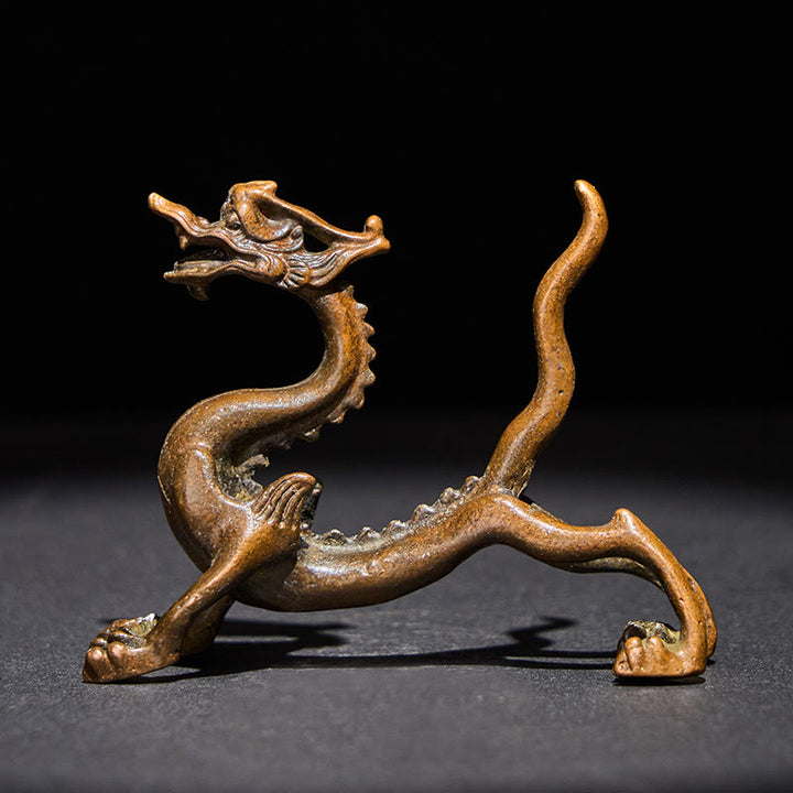 Buddha Stones Mini Dragon en Alliage Porte-bonheur et Protection Décoration Intérieure 7,6 x 2,5 x 5,4 cm - Dragon 7,6*2,5*5,4 cm - image 0
