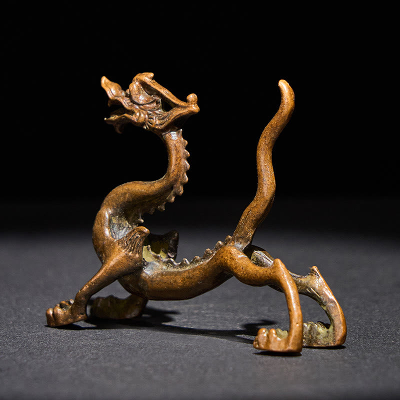 Buddha Stones Mini Dragon en Alliage Porte-bonheur et Protection Décoration Intérieure 7,6 x 2,5 x 5,4 cm - image 1