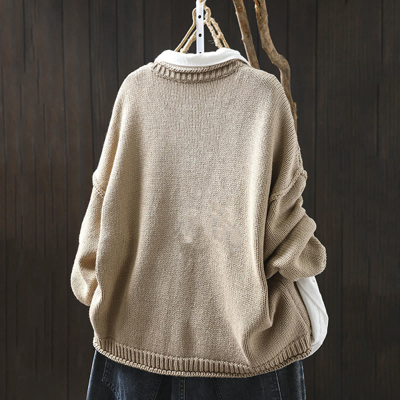 Gilet cardigan à manches longues pour femme en coton, orné de boutons et de motifs patchwork de Buddha Stones - image 1