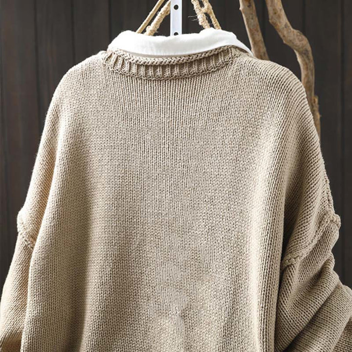 Gilet cardigan à manches longues pour femme en coton, orné de boutons et de motifs patchwork de Buddha Stones - image 3