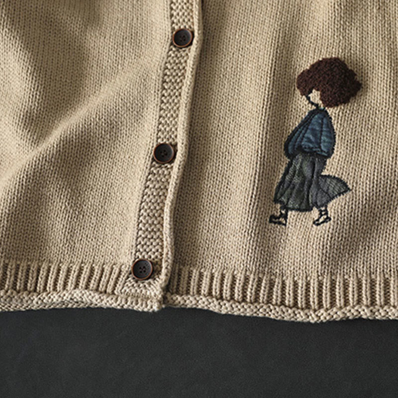 Gilet cardigan à manches longues pour femme en coton, orné de boutons et de motifs patchwork de Buddha Stones - image 5