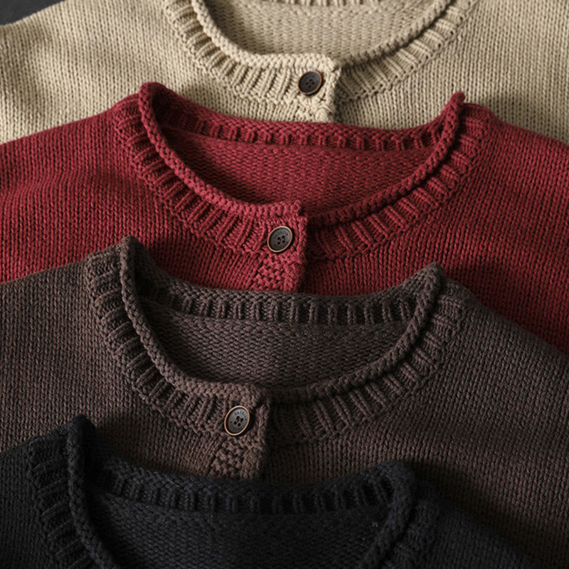 Gilet cardigan à manches longues pour femme en coton, orné de boutons et de motifs patchwork de Buddha Stones - image 20