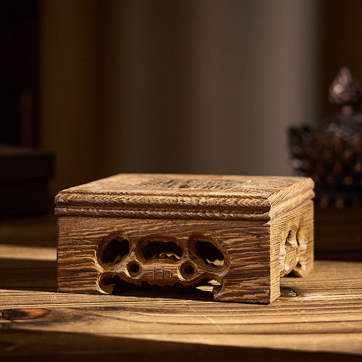 Buddha Stones, Bouddha informe en céramique, Bureau en bois de wengé, Décoration sérénité - Petite table carrée 8*8*3,8 cm - image 5