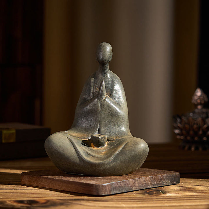 Statue de Buddha Stones, faite à la main, sans forme, en résine moulée rouillée et poudre de fer, 11,5 x 9 x 6,5 cm - image 2