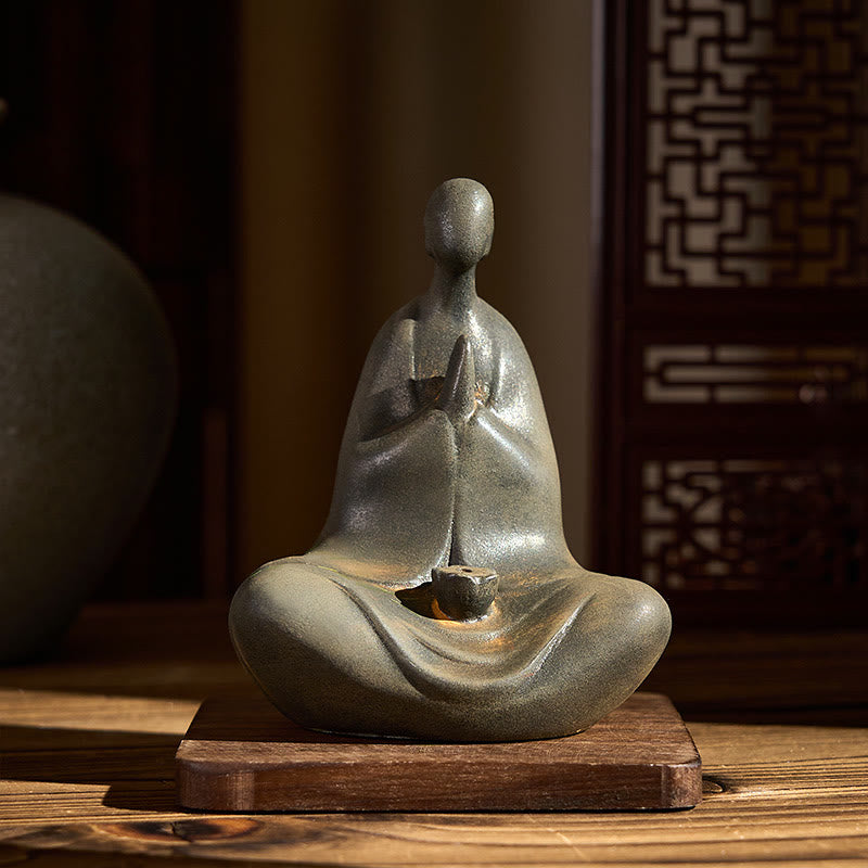Statue de Buddha Stones, faite à la main, sans forme, en résine moulée rouillée et poudre de fer, 11,5 x 9 x 6,5 cm - image 1