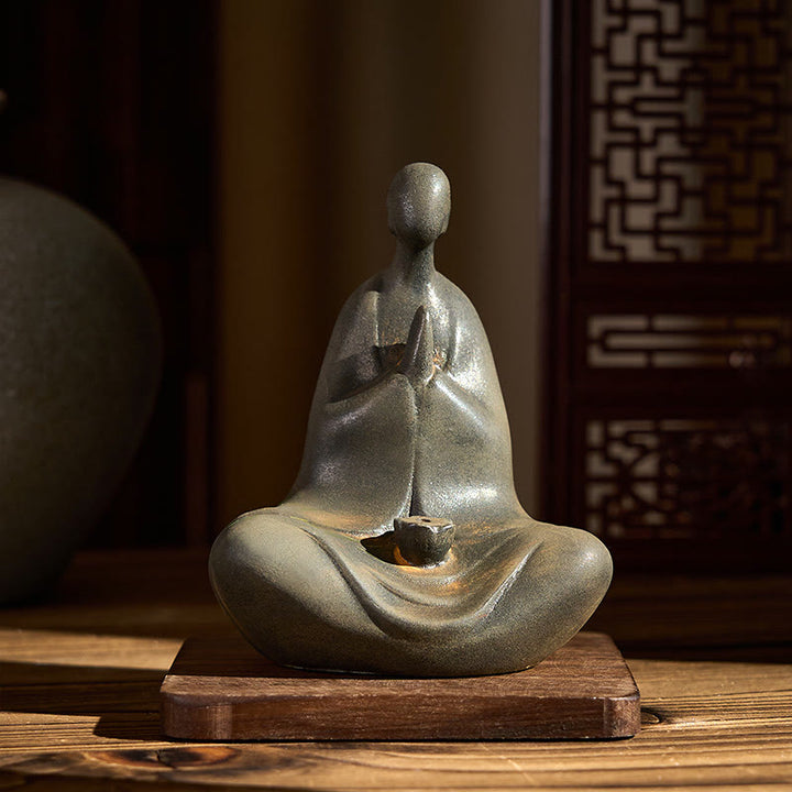 Statue de Buddha Stones, faite à la main, sans forme, en résine moulée rouillée et poudre de fer, 11,5 x 9 x 6,5 cm - image 1
