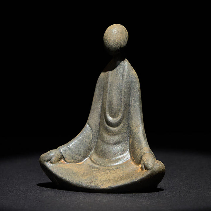 Statue de Buddha Stones en pierre, faite à la main, représentant un Bouddha assis informe en poudre de fer et en résine rouille. Décoration - Bouddha 9,5 x 7,5 x 5,5 cm - image 0