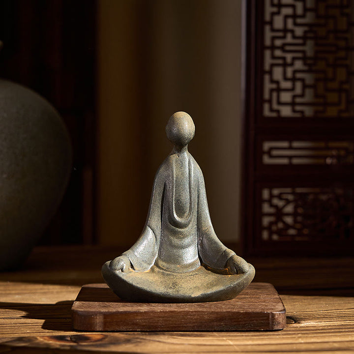 Statue de Buddha Stones en pierre, faite à la main, représentant un Bouddha assis informe en poudre de fer et en résine rouille. Décoration - image 5