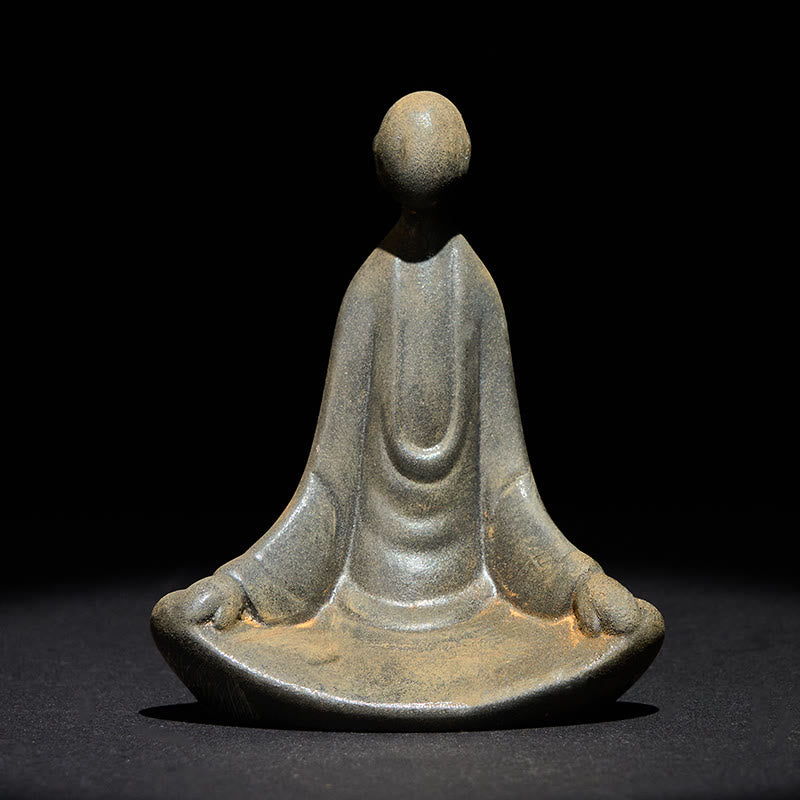 Statue de Buddha Stones en pierre, faite à la main, représentant un Bouddha assis informe en poudre de fer et en résine rouille. Décoration - image 3