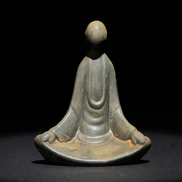 Statue de Buddha Stones en pierre, faite à la main, représentant un Bouddha assis informe en poudre de fer et en résine rouille. Décoration - image 3