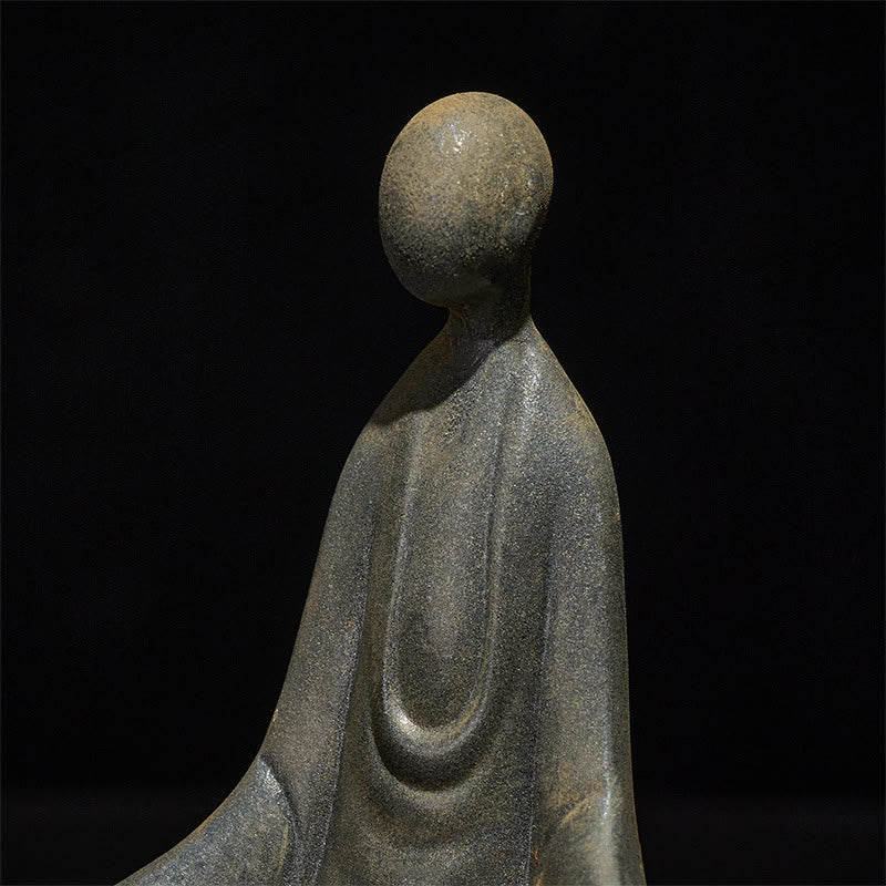Statue de Buddha Stones en pierre, faite à la main, représentant un Bouddha assis informe en poudre de fer et en résine rouille. Décoration - image 7
