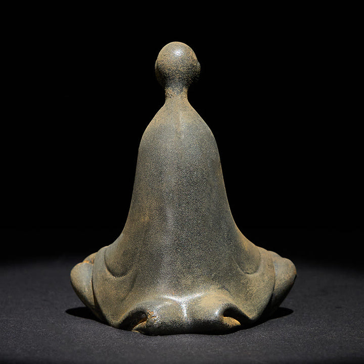 Statue de Buddha Stones en pierre, faite à la main, représentant un Bouddha assis informe en poudre de fer et en résine rouille. Décoration - image 4