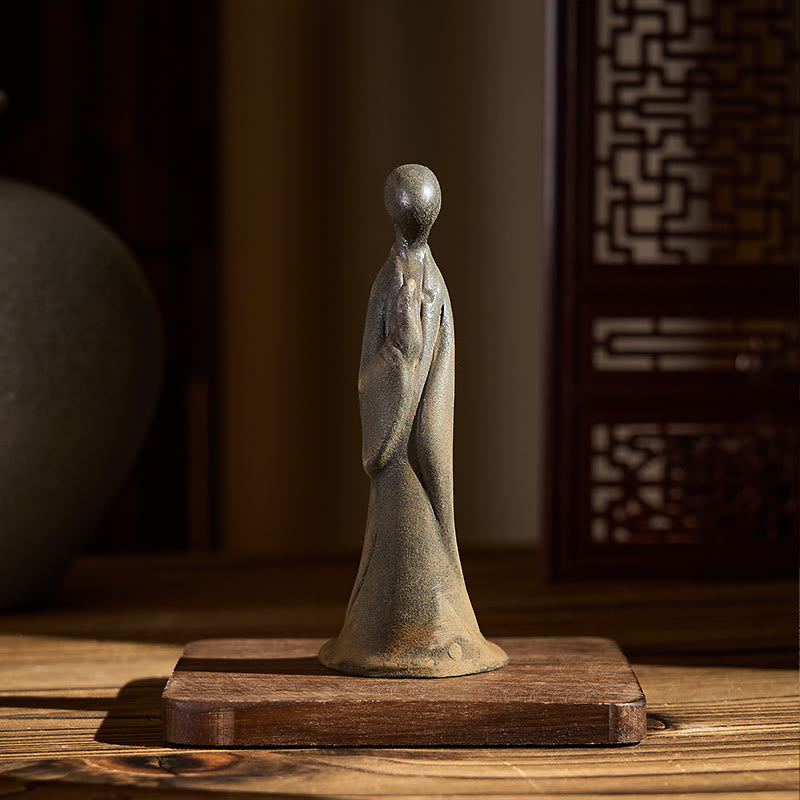 Statue de Buddha Stones en pierre, faite à la main, informe, en poudre de fer et résine rouille. Décoration - image 3