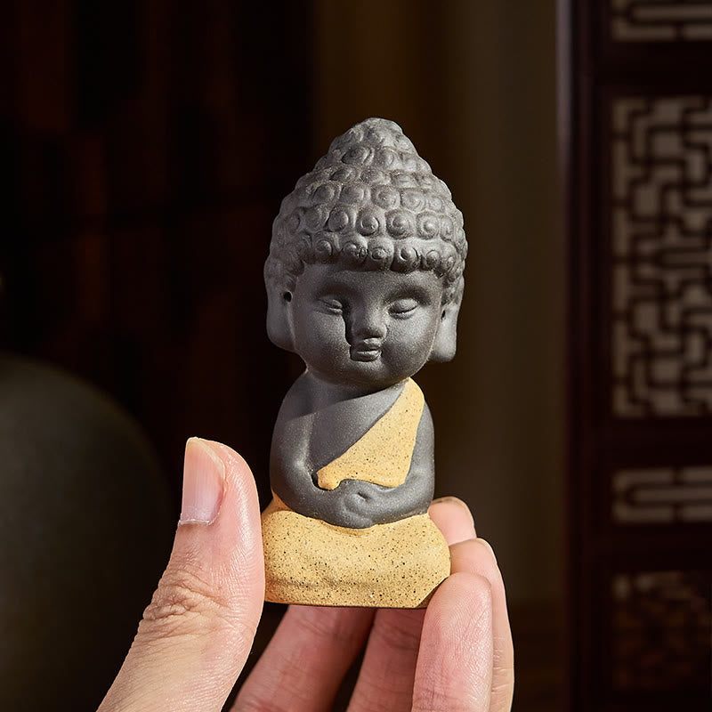 Buddha Stones, motif du Bouddha Tathagata, argile violette, décoration de bureau sérénité - image 6
