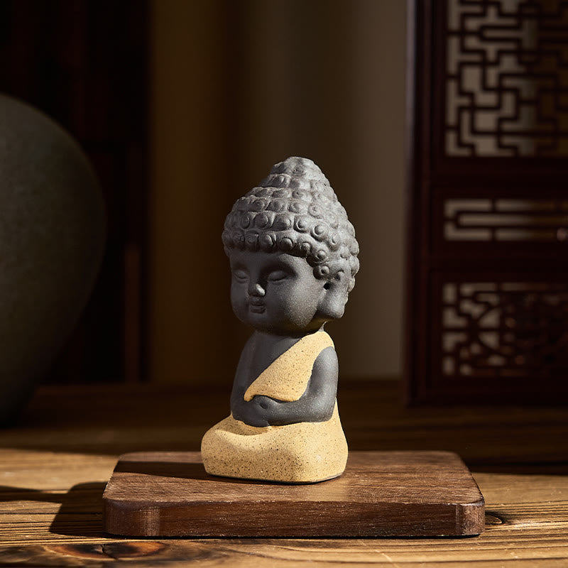 Buddha Stones, motif du Bouddha Tathagata, argile violette, décoration de bureau sérénité - image 4