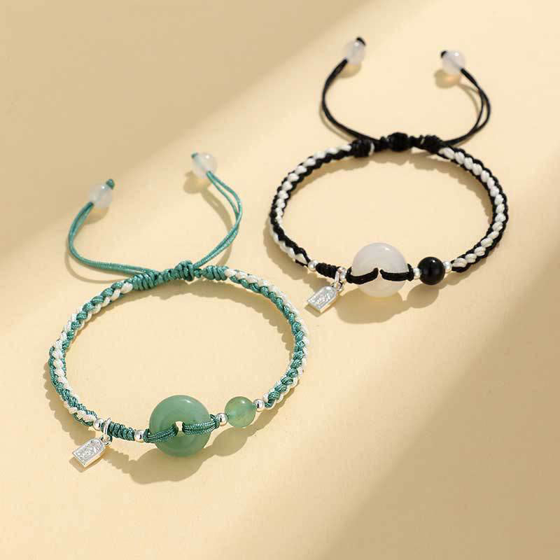 Bracelet porte-bonheur Buddha Stones en aventurine verte et agate, boucle de paix - image 18