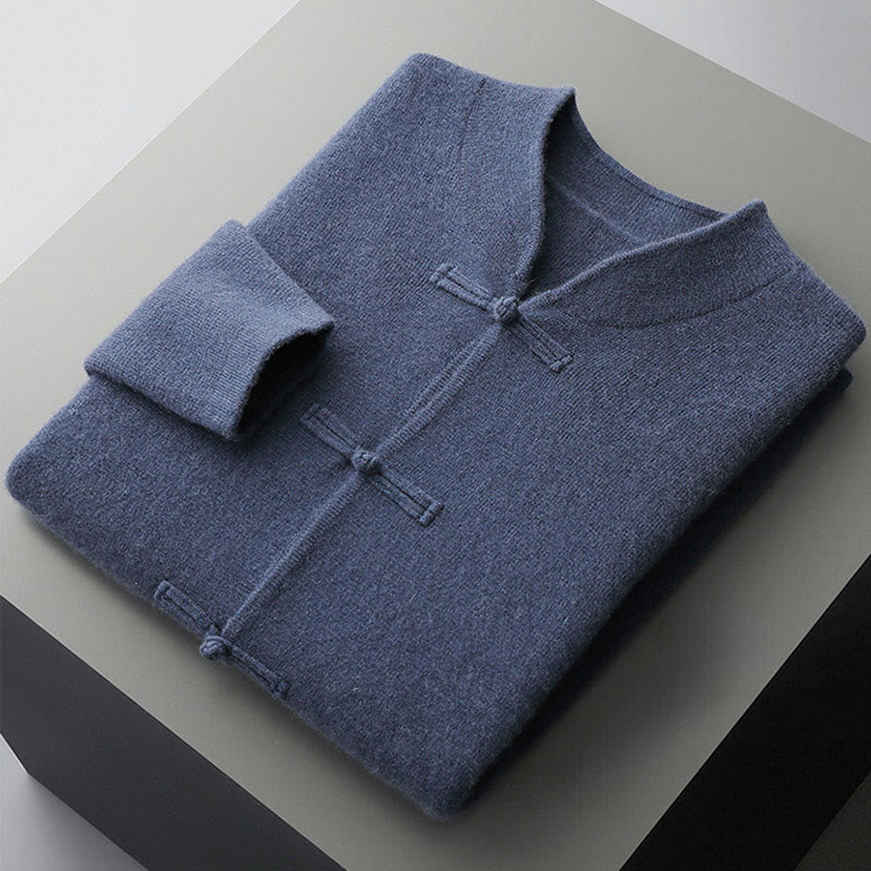 Pull en laine à manches longues pour homme, motif grenouille chinoise, couleur unie, Buddha Stones - image 1