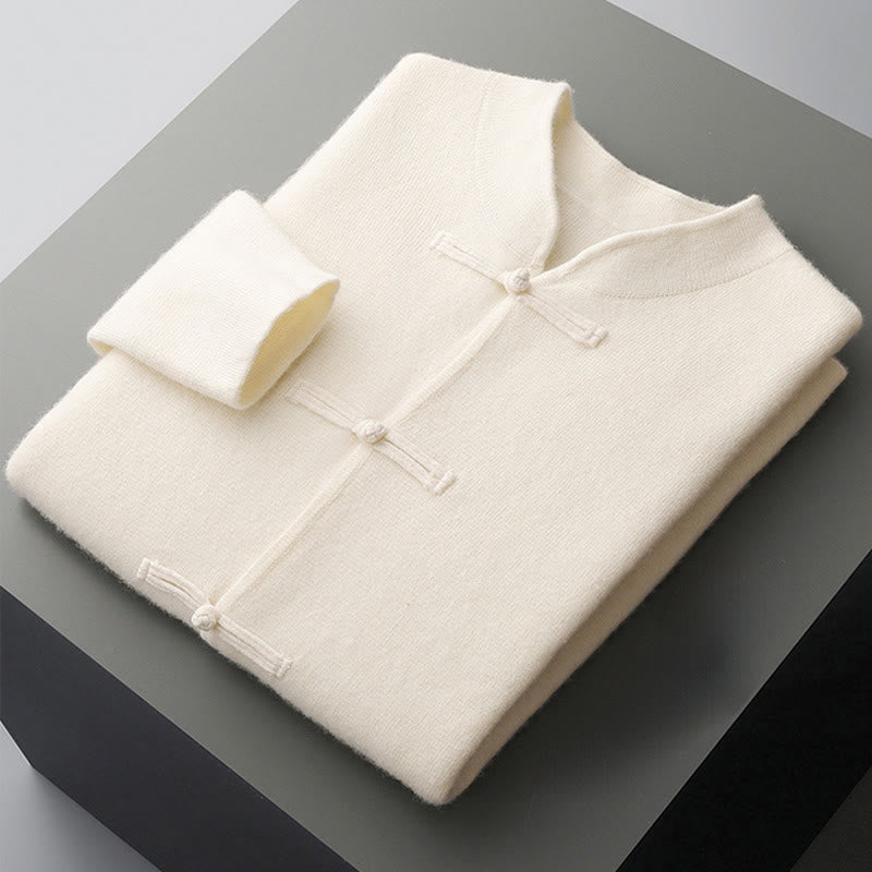 Pull en laine à manches longues pour homme, motif grenouille chinoise, couleur unie, Buddha Stones - image 3