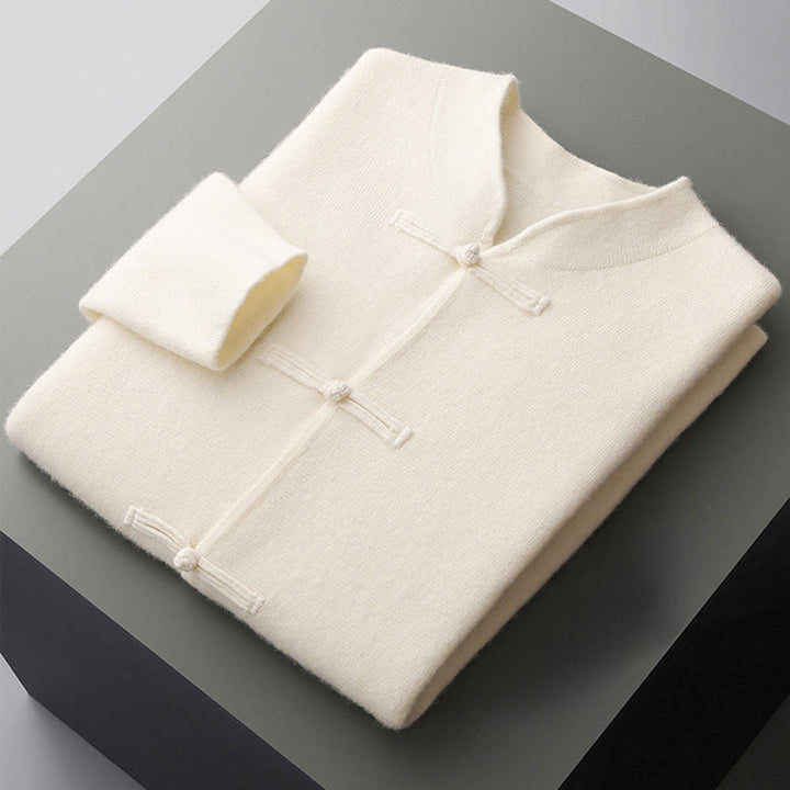 Pull en laine à manches longues pour homme, motif grenouille chinoise, couleur unie, Buddha Stones - image 3