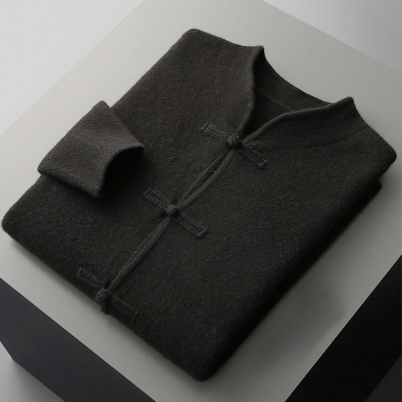 Pull en laine à manches longues pour homme, motif grenouille chinoise, couleur unie, Buddha Stones - image 5