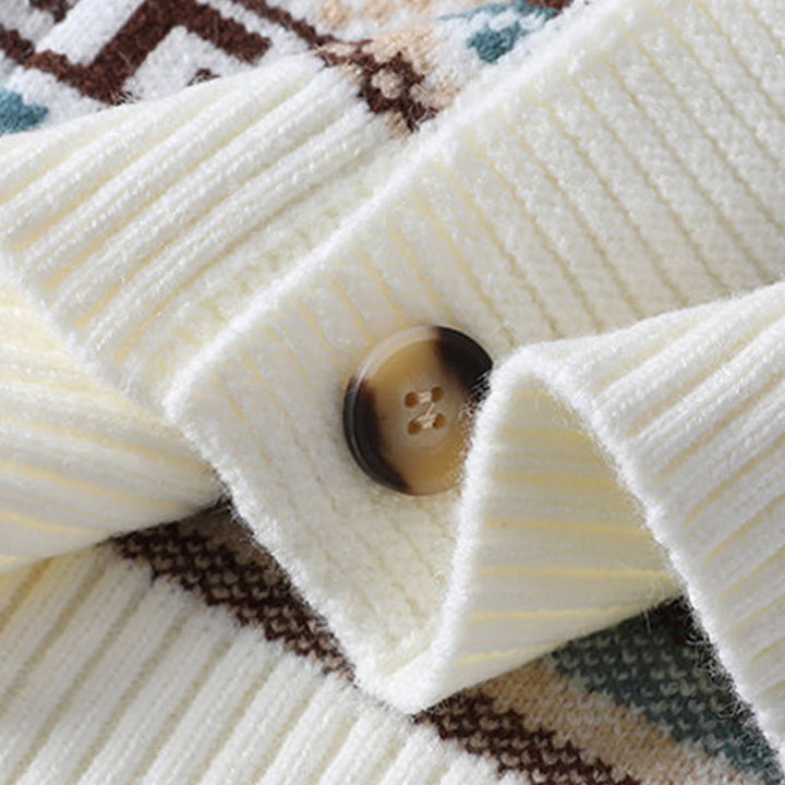 Pull en maille ethnique jacquard à manches longues pour homme avec poches , Buddha Stones - image 6