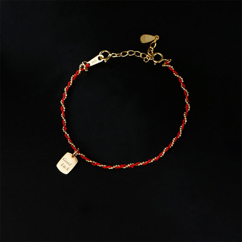 Bracelet porte-bonheur en argent sterling 925 et cordon rouge avec Buddha Stones  - Bracelet en fil rouge et argent sterling 925 (tour de poignet : 22-26 cm) - image 0