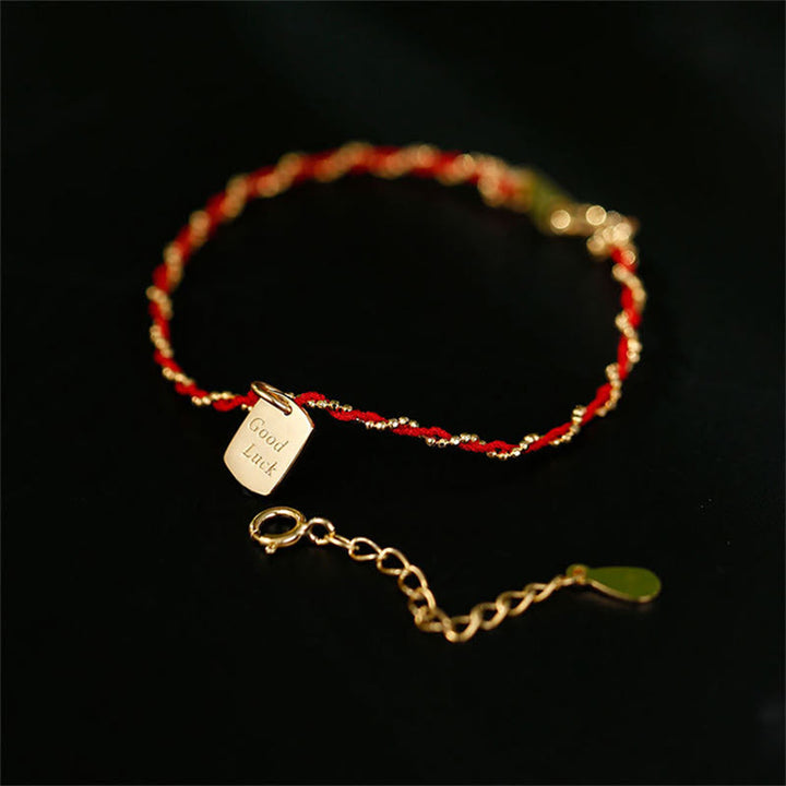 Bracelet porte-bonheur en argent sterling 925 et cordon rouge avec Buddha Stones  - image 1