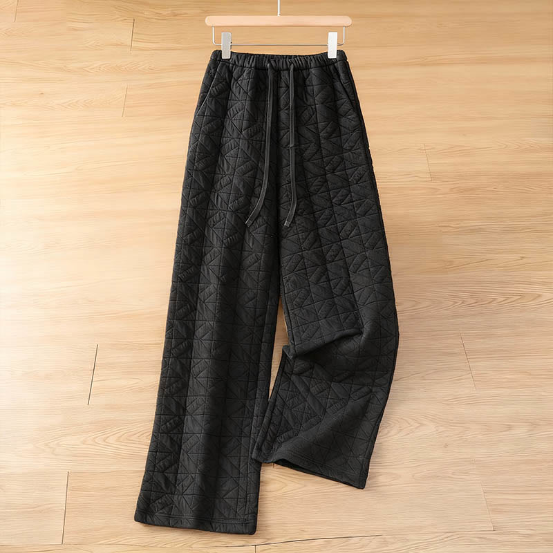 Pantalon thermique à jambes larges, cordon de serrage et poches, couleur unie, pour femme, de la Buddha Stones pour l'automne. - Noir - US8-10，UK/AU12-14，EU40-42 (2XL) - image 9