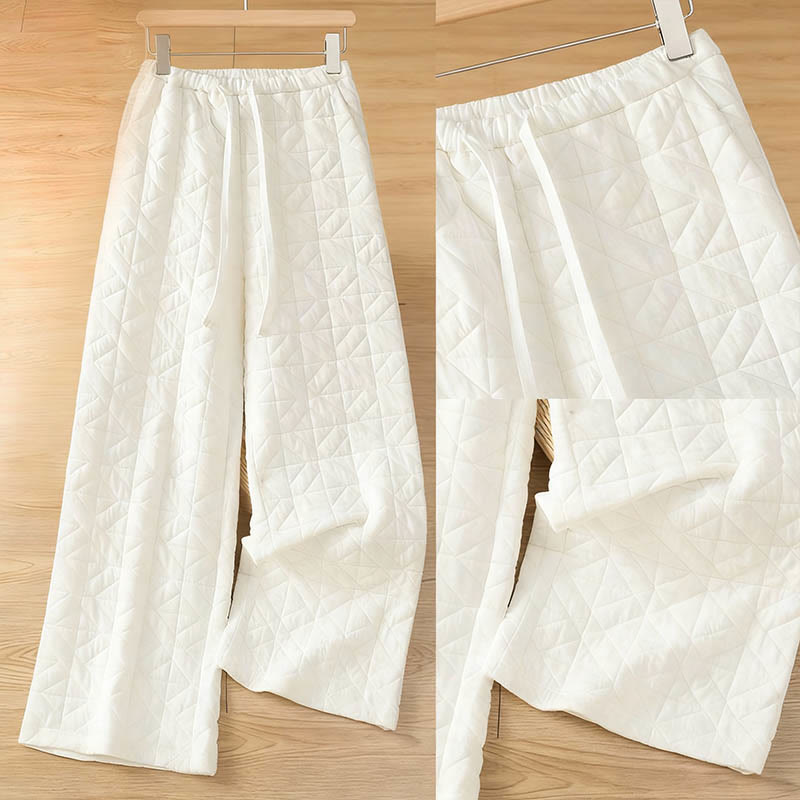 Pantalon thermique à jambes larges, cordon de serrage et poches, couleur unie, pour femme, de la Buddha Stones pour l'automne. - image 7