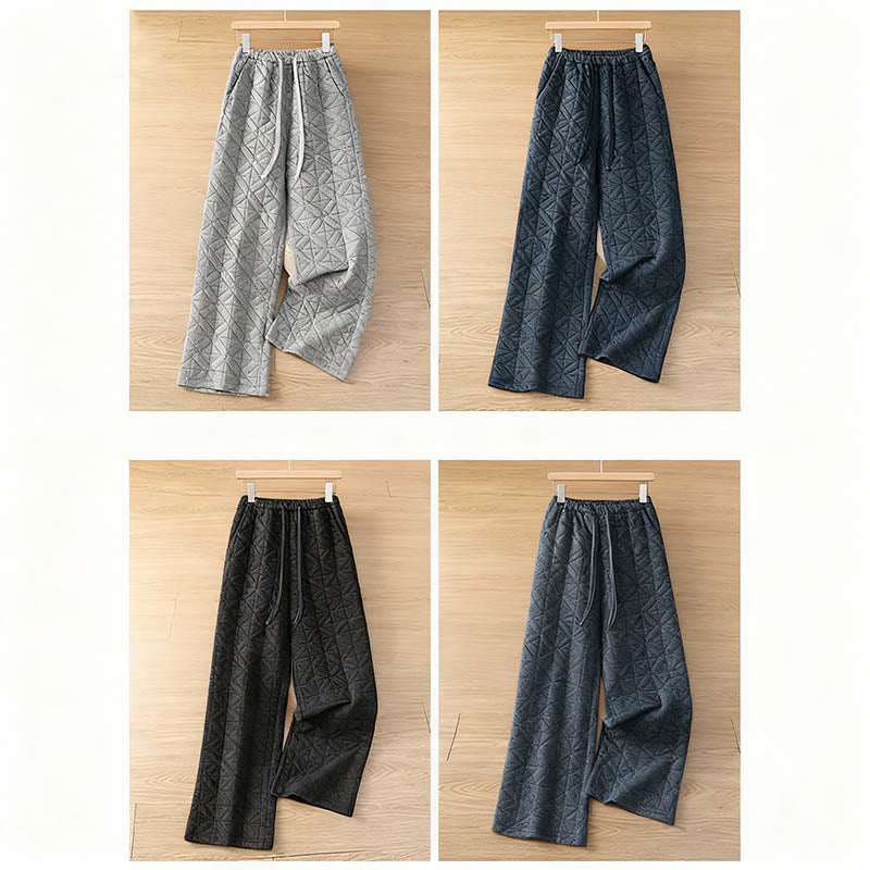 Pantalon thermique à jambes larges, cordon de serrage et poches, couleur unie, pour femme, de la Buddha Stones pour l'automne. - image 18