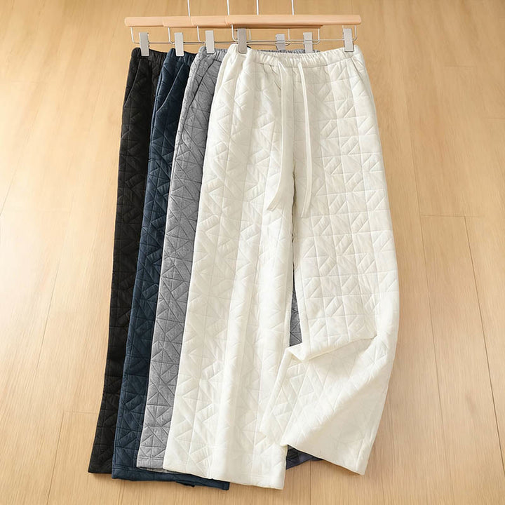 Pantalon thermique à jambes larges, cordon de serrage et poches, couleur unie, pour femme, de la Buddha Stones pour l'automne. - image 0