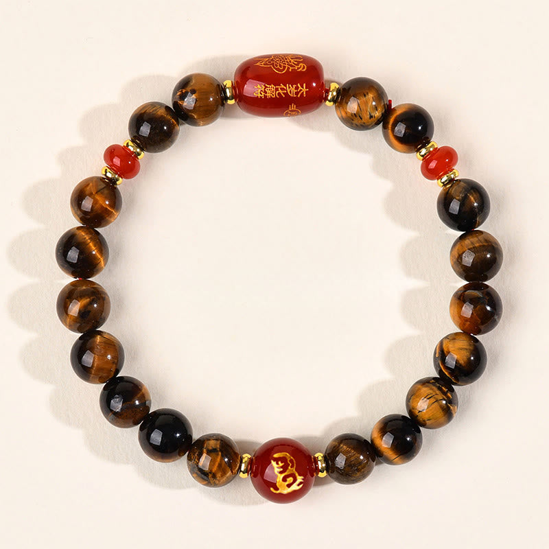 Bracelet de protection en agate rouge œil de tigre naturel Buddha Stones et les 12 signes du zodiaque chinois - 8 mm (Tour de poignet 14-16 cm) - Singe - image 16