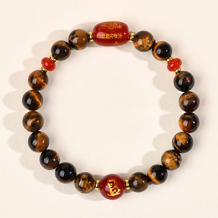 Bracelet de protection en agate rouge œil de tigre naturel Buddha Stones et les 12 signes du zodiaque chinois - 8 mm (Tour de poignet 14-16 cm) - Singe - image 16