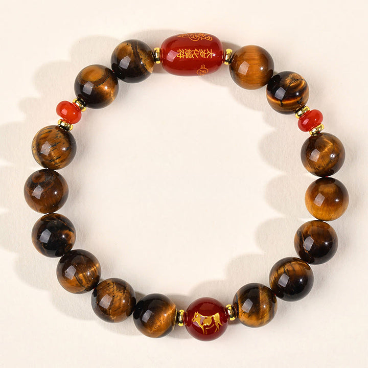 Bracelet de protection en agate rouge œil de tigre naturel Buddha Stones et les 12 signes du zodiaque chinois - 10 mm (Tour de poignet 16-17 cm) - Bœuf - image 21