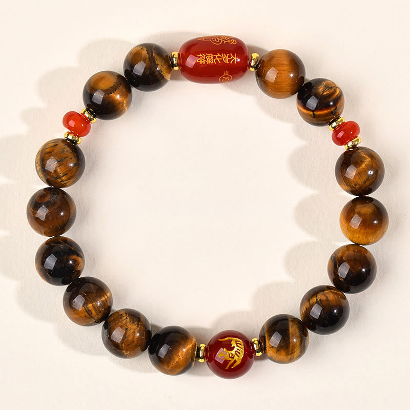 Bracelet de protection en agate rouge œil de tigre naturel Buddha Stones et les 12 signes du zodiaque chinois - 10 mm (Tour de poignet 16-17 cm) - Tigre - image 22
