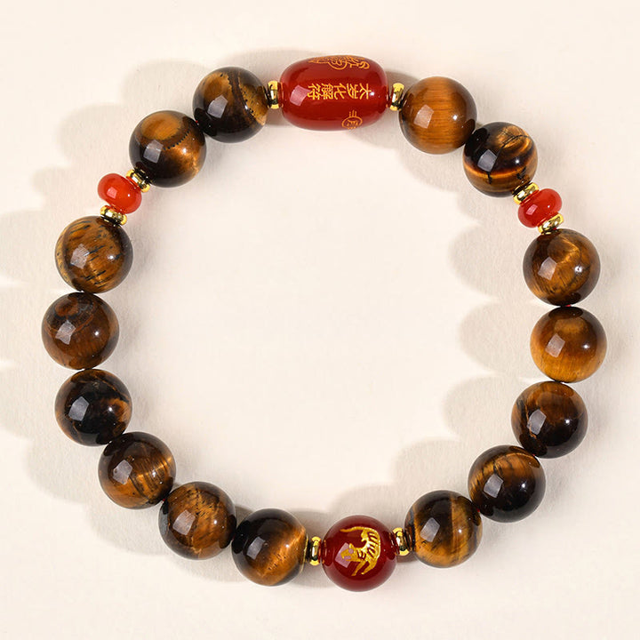 Bracelet de protection en agate rouge œil de tigre naturel Buddha Stones et les 12 signes du zodiaque chinois - 10 mm (Tour de poignet 16-17 cm) - Tigre - image 22