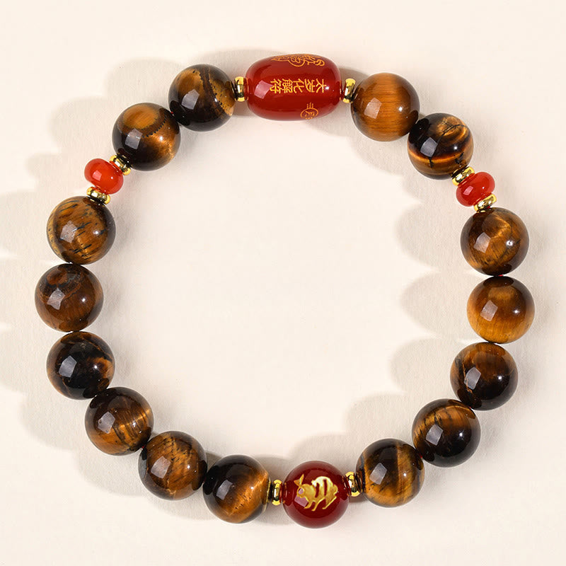 Bracelet de protection en agate rouge œil de tigre naturel Buddha Stones et les 12 signes du zodiaque chinois - 10 mm (Tour de poignet 16-17 cm) - Lapin - image 23