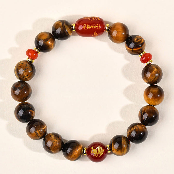 Bracelet de protection en agate rouge œil de tigre naturel Buddha Stones et les 12 signes du zodiaque chinois - 10 mm (Tour de poignet 16-17 cm) - Lapin - image 23