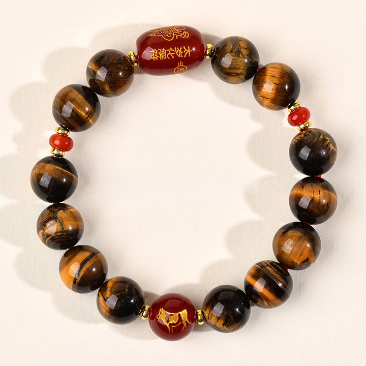 Bracelet de protection en agate rouge œil de tigre naturel Buddha Stones et les 12 signes du zodiaque chinois - 12 mm (Tour de poignet 17-18 cm) - Bœuf - image 34