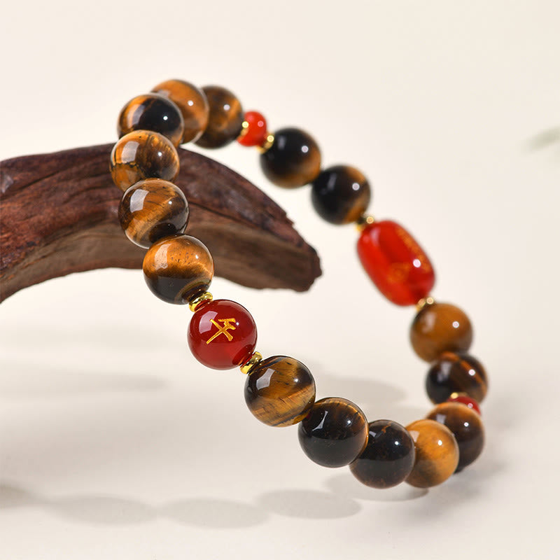 Bracelet de protection en agate rouge œil de tigre naturel Buddha Stones et les 12 signes du zodiaque chinois - image 27