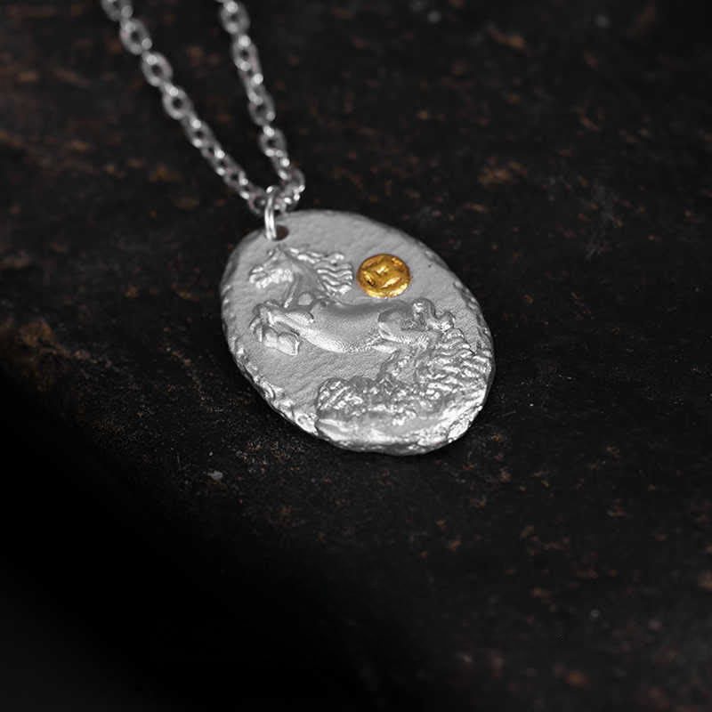 Buddha Stones, argent sterling 999, année du Cheval, pendentif collier de prospérité, chaîne en argent sterling 925. - image 2