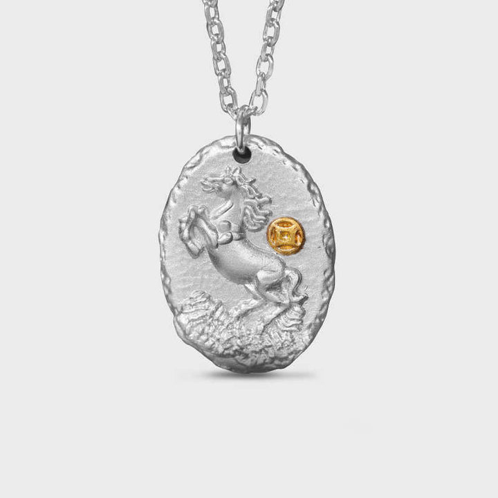 Buddha Stones, argent sterling 999, année du Cheval, pendentif collier de prospérité, chaîne en argent sterling 925. - image 3
