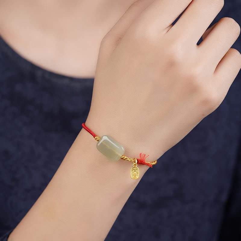 Bracelet de prospérité en argent sterling 925 et jade Hetian Buddha Stones - image 1