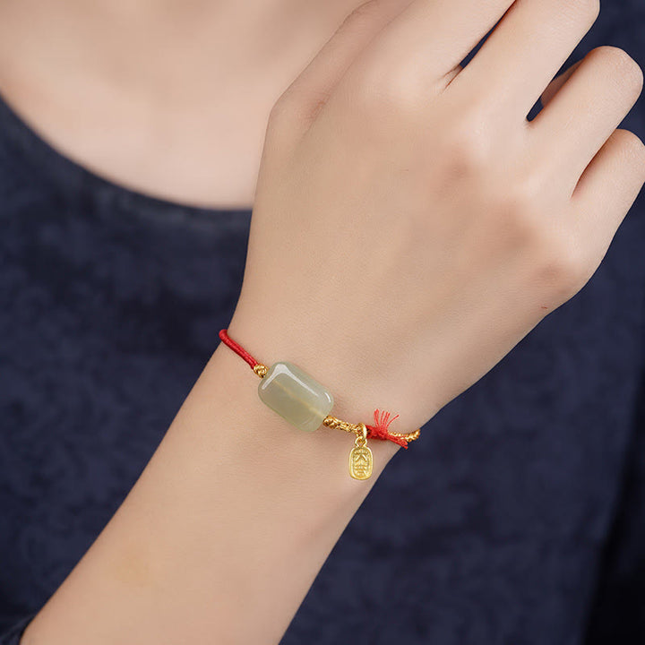 Bracelet de prospérité en argent sterling 925 et jade Hetian Buddha Stones - image 1