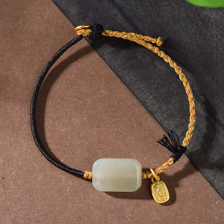 Bracelet de prospérité en argent sterling 925 et jade Hetian Buddha Stones - Bracelet en jade Hetian et cordon noir (tour de poignet : 15-18 cm) - image 7