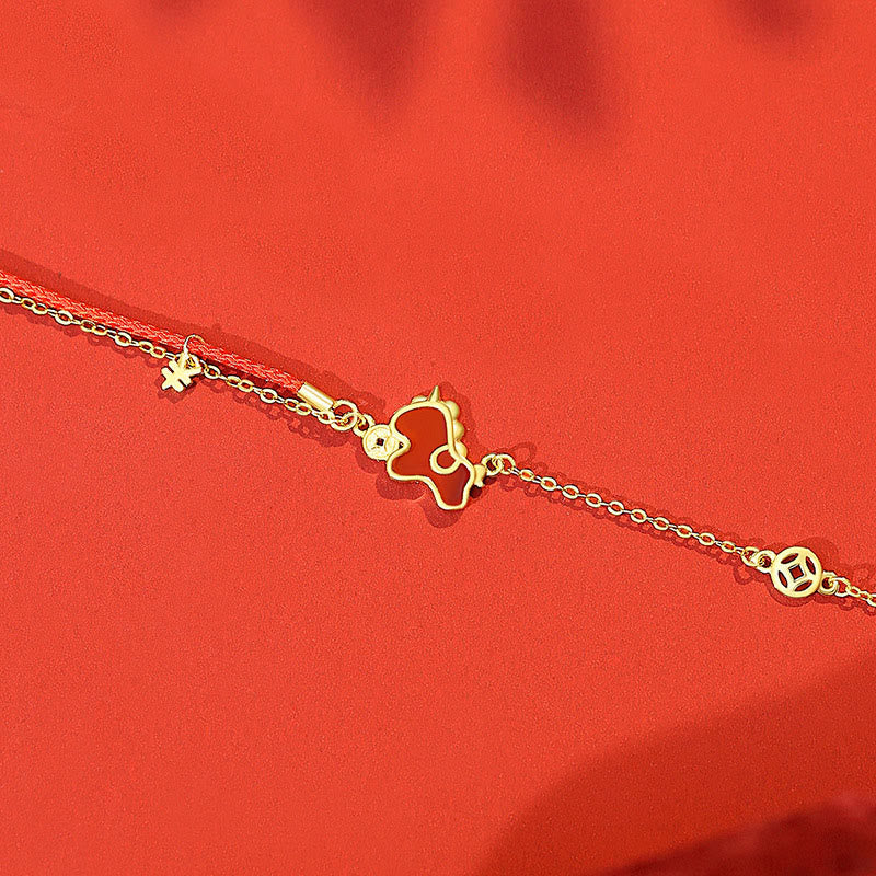 Pendentif en argent sterling 925 avec Buddha Stones , breloque en agate rouge représentant l'année du Cheval et symbole de bénédiction. - Bracelet Cheval d'Or - image 11